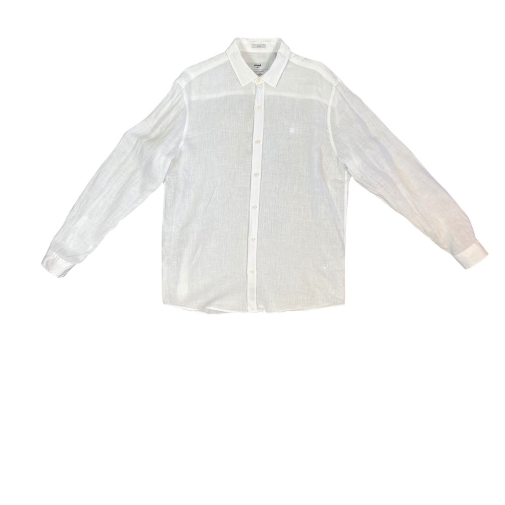 Mavi Mens XL White Premium Linen Slim Fit Long Sleeve Button Up Shirt 021190-620